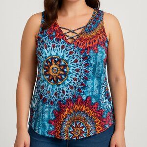 Feiersi Women's Sleeveless Criss Cross Tank (M)